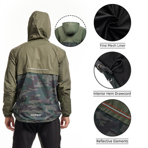 Chaqueta cortavientos personalizada para hombre, estilo universitario, con capucha, 100% poliéster, a prueba de viento, ligera, con cremallera, para exteriores. - Product Image 3