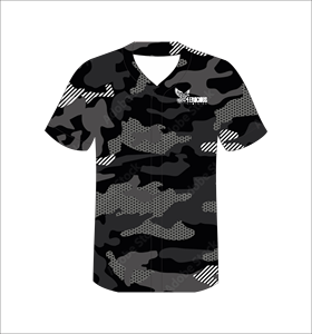 เสื้อเบสบอลลายพรางสีดำสำหรับผู้ชาย แบรนด์ Ferocious คอวี แขนสั้น ระบายเหงื่อได้ดี พิมพ์ลายแบบ Sublimation ทรงปกติ - Product Image 2