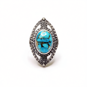 Blue Copper <b>Turquoise</b> Fashion <b>Ring</b> 6.9 Grams Weight - Product Image 2