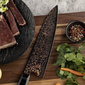 มีดเชฟเหล็กดามัสกัสทองแดงระดับมืออาชีพ มีดทำครัวประสิทธิภาพสูง พร้อมด้ามจับสีดำตามหลักสรีรศาสตร์ - Product Image 5