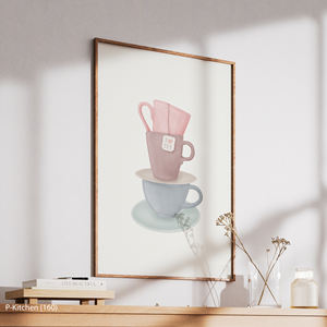 ศิลปะตกแต่งผนังวันหยุด, โปสเตอร์ภาพประกอบแก้วกาแฟซ้อนกัน, การตกแต่งผนังห้องครัวแสนอบอุ่น - Product Image 4