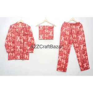 Women 100% Cotton Breathable Pajama Set Floral Print-Elastic Waist Full-Length <b>Pants</b> Soft Summer Sleepwear Loungewear for Summer - Product Image 4