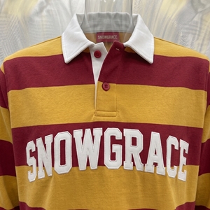 Polo à manches longues rayé Snowgrace, col rabattu, manches longues, logo brodé, jersey unisexe pour adulte - Product Image 3