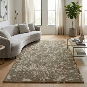 Alfombra de lana hecha a mano con motivos decorativos modernos para dormitorio, sala de estar y comedor. - Product Image 5