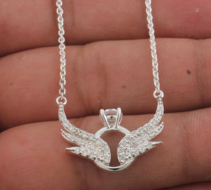 Collar con Colgante de Anillo Vintage de Plata de Ley 925 con Circonita Cúbica, Chapado en Platino, Delicado, Unisex, para Aniversario - Product Image 5