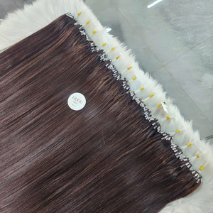 Latest Invention H6 Feather Human Hair <b>Extension</b> Invisible Line Cuticle Aligned <b>Micro</b> Loop Hand Tied Feathering Weft Hair - Product Image 2
