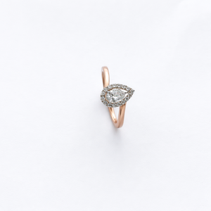 Bague Namivaa Vmg122 en or rose 14 carats avec diamant taille poire et halo, élégante bague solitaire pour femme, idéale pour mariage ou promesse, bijou fin poli miroir, cadeau - Product Image 3