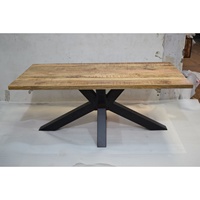 Table à manger rectangulaire en bois de manguier massif de style industriel moderne, convertible, pliable, pieds en fer araignée pour la maison, le bar, l'appartement