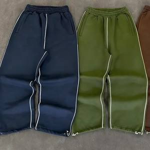 HANO 2024 Nuevos pantalones de lona para mujer con costuras de lazo ODM, cintura media elástica, con cordones, de tela no tejida, de pierna recta, estilo cargo, holgados - Product Image 3