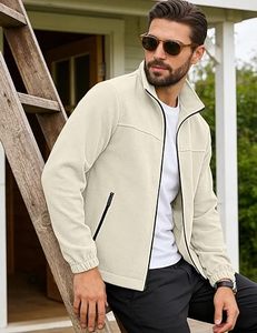 Men's Full Zip <b>Fleece</b> Jacket Stand Collar Polar Outerwear Lightweight Warm Casual Winter Coat - Product Image 6