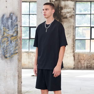 Men's Summer Casual Shorts <b>Set</b> <b>Knitted</b> Solid Lightweight Quick Dry Custom Breathable T-Shirts and Shorts - Product Image 3