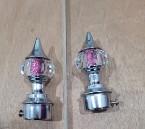 Handmade <b>Curtains</b> Rod Brackets With Pink Neon Crystal Knobs - Product Image 1