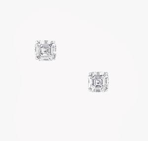 Boucles d'oreilles clous de fiançailles solitaires en diamant de laboratoire taille Asscher, style mode, en or massif 14K 18K, bijoux raffinés - Product Image 2