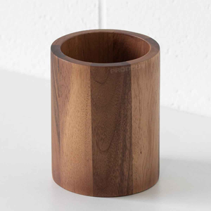 Natural Mango Wood Handmade Classic Pen & Utensil Holder for <b>Tabletop</b> Single Tier Tableware Storage natural craft - Product Image 1