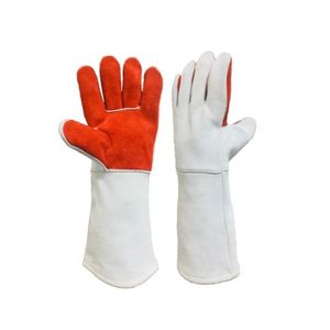 Gants de sécurité en cuir croûte résistants à la chaleur avec paume en cuir, doublure en laine et coutures en aramide, avec pouce volant, pour le soudage et les travaux industriels - Product Image 1