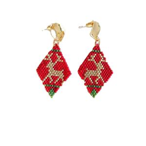 Nouveaux bijoux de mode en couleur rouge Boucles d'oreilles brodées Boucles d'oreilles perlées à la main pour femmes et filles d'Inde - Product Image 1