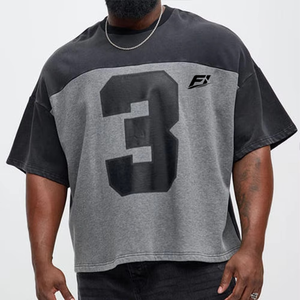 T-shirts Homme Oversize Personnalisés 100% Coton Color Block Épaules Tombantes Impression Numérique 3 Fournisseur Streetwear en Gros USA Vente en Gros - Product Image 1