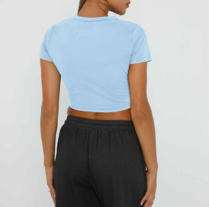 Camisetas cortas para mujer al por mayor, de alta calidad, más vendidas, de secado rápido, con el último diseño de moda. - Product Image 2