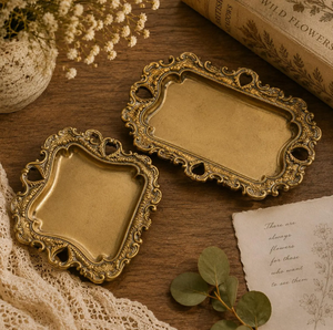 Bandeja Decorativa Antigua Personalizada al por Mayor para Joyas, Anillos y Adornos, Bandeja de Almacenamiento y Exhibición de Joyería de Metal Dorado Vintage - Product Image 6