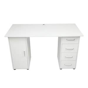 Bureau d'ordinateur blanc à une porte et quatre tiroirs - Product Image 2