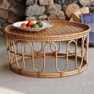 Multifunctional Rattan Coffee <b>Table</b> <b>With</b> <b>Storage</b> Space And Durable Wooden Structure For Everyday Home Use - Product Image 1