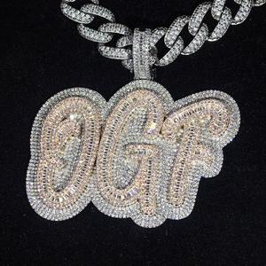 Pendentif Hip Hop personnalisé pour homme en argent 925 plaqué or, avec diamant de laboratoire et lettre de luxe, le plus vendu - Product Image 2