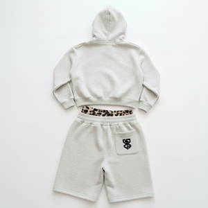 Vintage washed zip hoodie <b>set</b> Heavyweight cotton streetwear Winter breathable hoodie shorts OEM private label hoodie - Product Image 2