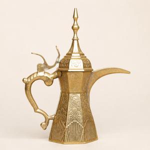 Cafetera Dallah Árabe Hecha a Mano en Latón, Diseño Tradicional de Lujo de Oriente Medio para Regalo de Ramadán y Eid, Tetera Árabe - Product Image 1
