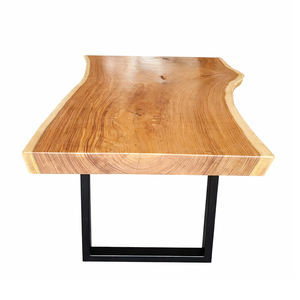 โต๊ะอาหารไม้ซัวร์ลายแปลกตาคุณภาพสูง ขอบไม้ธรรมชาติ ขาโลหะ งานฝีมือที่ยั่งยืน หน้าโต๊ะไม้แผ่นเดียว สำหรับตกแต่งบ้าน ขายส่ง - Product Image 3