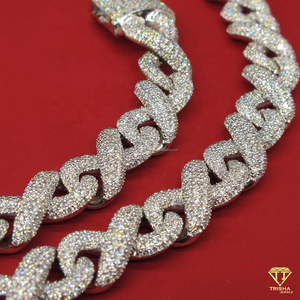 Fine Hip Hop Jewelry Necklace 925 Sterling Silver in Moissanite Diamond for Certified <b>Infinity</b> Link Chain - Product Image 4