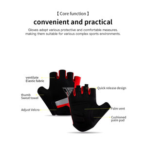 Gants de cyclisme unisexes d'hiver, doux, antidérapants, mi-doigts, imperméables, compatibles écran tactile, avec fermeture éclair, en tissu polyester extensible et doux comme une serviette - Product Image 2
