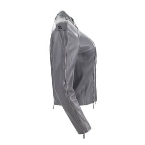 <b>Women's</b> PU <b>Leather</b> <b>Jacket</b> Zipper Fashion Outerwear Slim Fit Street Wear Autumn Winter Use Woven Stand Collar - Product Image 2