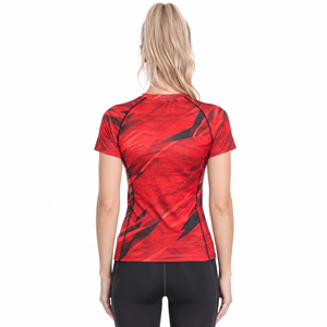 T-shirt de yoga imprimé à manches courtes pour femme, séchage rapide, haut de sport respirant et ajusté pour la gym, T-shirt de sport imprimé pour femme - Product Image 3