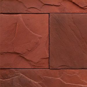 Pavés en pierre de grès rouge Mandana naturelle de Shivara Stones, finition sciée, pavés indiens, dalles de pavage en grès moderne. - Product Image 1