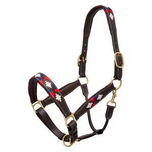 Cabestro de polo personalizado tejido a mano, de cuero genuino acolchado y ajustable, con herrajes de latón, para caballos de estilo western. - Product Image 1