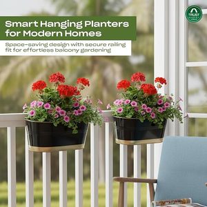 Ensemble de jardinières murales modernes en métal noir thermolaqué avec éclairage pour plantes vertes - Product Image 2