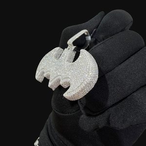 Colgante Hip Hop de Plata de Ley 925 con Moissanita VVS de Corte Brillante Redondo, Chapado en Rodio, Joyería Moderna Unisex - Product Image 2