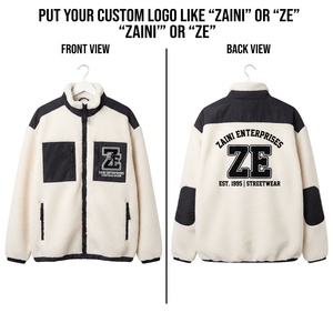 Veste de course en polaire fine 240 g/m² de qualité supérieure, avec panneaux contrastants blanc et noir, logo frontal personnalisé en relief, pour l'automne - Product Image 1