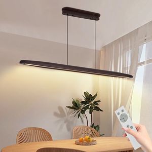 Lampadario a Sospensione LED in Legno Regolabile da 51 Pollici, Design Essenziale per Sala da Pranzo e Cucina - Lampadario con Telecomando - Product Image 4