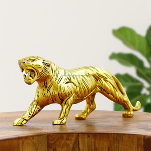 Estatua de Tigre de Latón de Primera Calidad, Hecha a Mano, Estilo Art Deco, Escultura de Animal de Metal, Adorno Decorativo para Mesa, Decoración de Interiores - Product Image 1