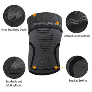 Genouillère de compression élastique grise en polyester pour homme – Soutien sportif - Product Image 3