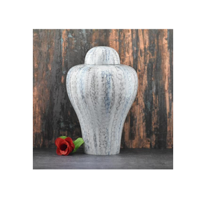 White Cremation Urn with Copper Lid Decorative Memorial Urn for Ashes, Funeral & Remembrance Décor - Product Image 4