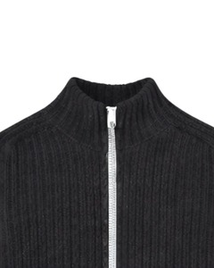 Men Two Tone Ribbed Knit Turtleneck <b>Thick</b> Long Sleeve Soft Wool/Acrylic Winter Warm Casual <b>Cardigan</b> Zipper Black Red Breathable - Product Image 3