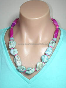 Resin Bead <b>Necklace</b> Handmade Jewelry <b>Statement</b> <b>Necklace</b> - Product Image 2