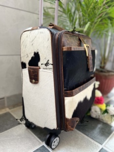 New ArrivalReal Cowhide Leather Luggage Bags Multi Uses Handmade Trolley Bag Unisex Big Size Multi Uses <b>Suitcase</b> Hair on Hide - Product Image 2