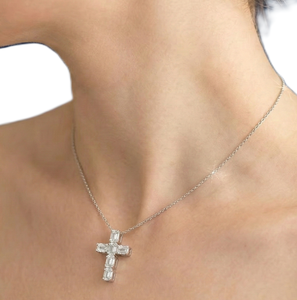 Pendentif Croix en Diamant de Laboratoire Certifié IGI, Or Massif 10K 14K, Bijou Chrétien Minimaliste, Croix de Jésus au Design Illusion - Product Image 5