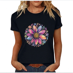 Producto de Alta Demanda, MOQ Bajo, Camisetas de Verano para Mujer, Estampado Informal, Cuello en V, Manga Corta, Nueva Calidad Superior, Última Tendencia - Product Image 2
