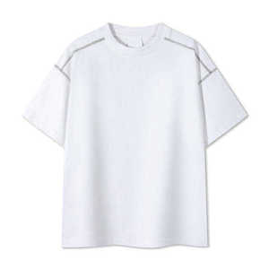 Camiseta de Manga Corta para Hombre, Cuello Redondo, Color Sólido, Tejido de Punto, Corte Holgado, Estilo Urbano - Product Image 5