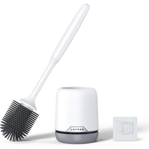 Lefree Portascopino WC in Silicone con Manico Antiscivolo e Setole Morbide in TPR - Set Spazzola per Pulizia Bagno - Product Image 1