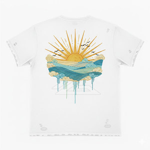 T-shirt en coton doux avec broderie unique, design délavé, tendance mode, vêtement décontracté - Product Image 6